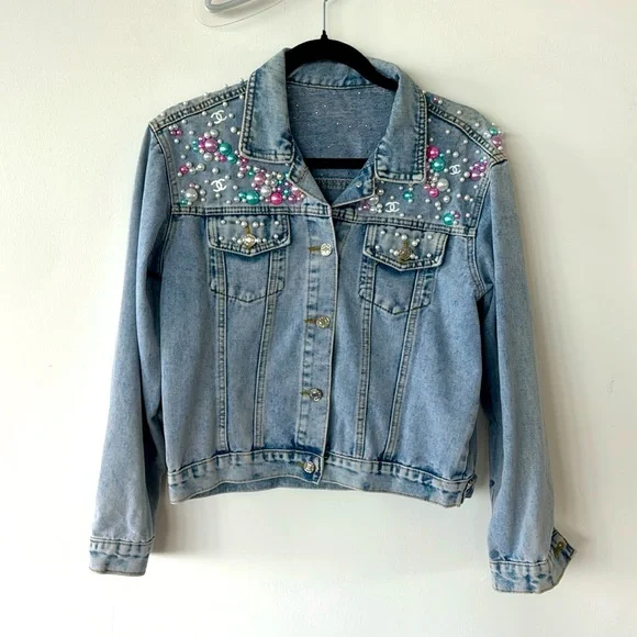 Custom Made Chanel Inspired Denim Jacket